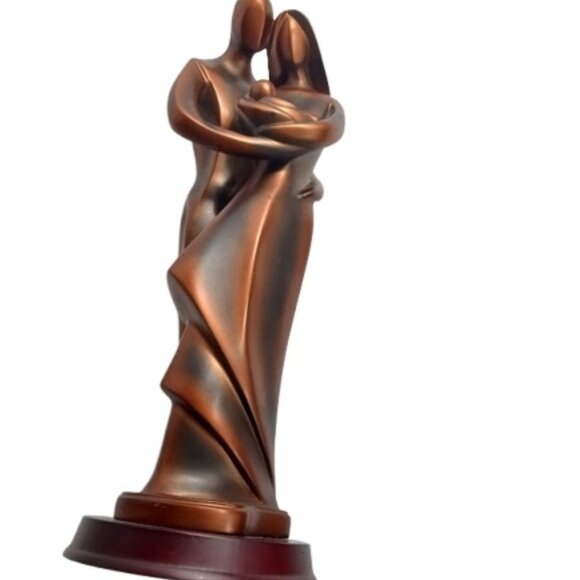 Herco Gifts Family Man Woman Baby Statue Heavy Resin Copper Bronze 12" - Picture 8 of 9